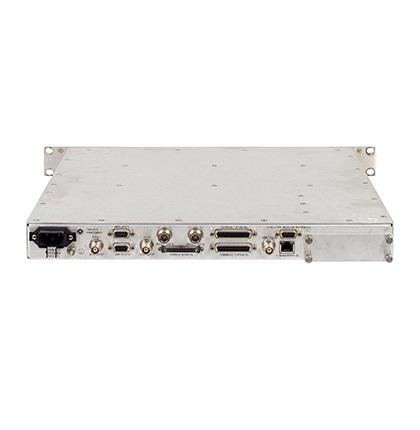 Back view of the MD-1366 EBEM modem featuring power supply and data ports